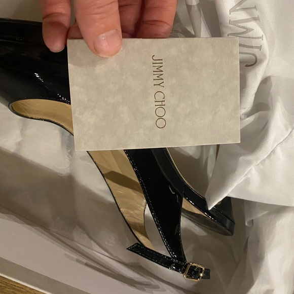 Jimmy Choo Peep-toe Patent Leather Slingback Platform Pumps - Picture 10 of 13